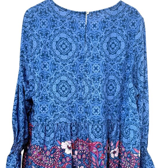 AVENUE Blue Boho Blouse Plus Size 20 Rayon Tunic Top Long Sleeve NWT - Picture 8 of 14